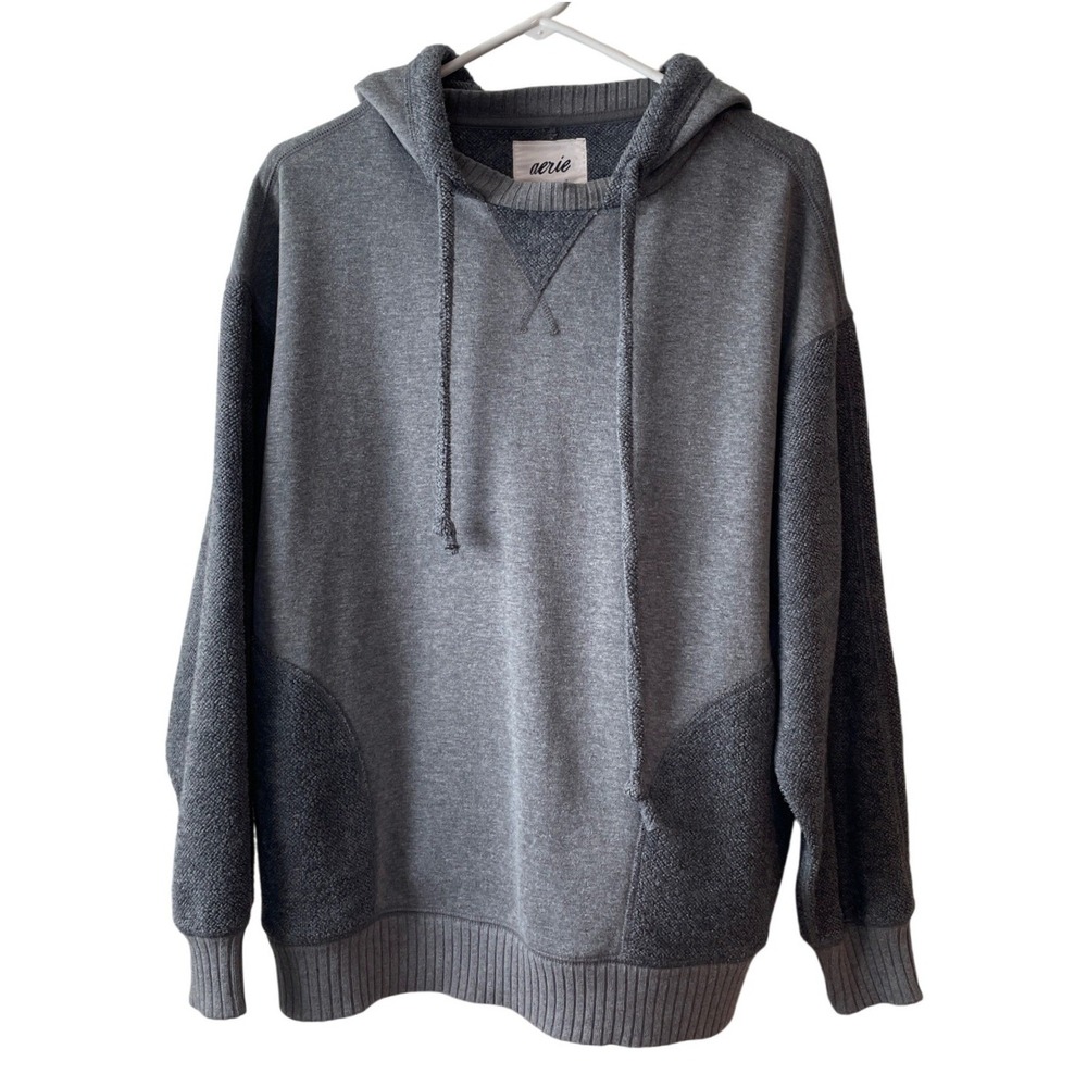 Aerie Hoodie Women XS Gray Mixed Texture Boucle Oversized Pullover Soft Cozy - Picture 1 of 15